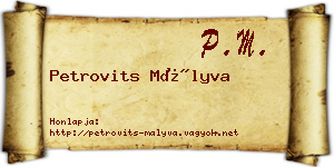 Petrovits Mályva névjegykártya